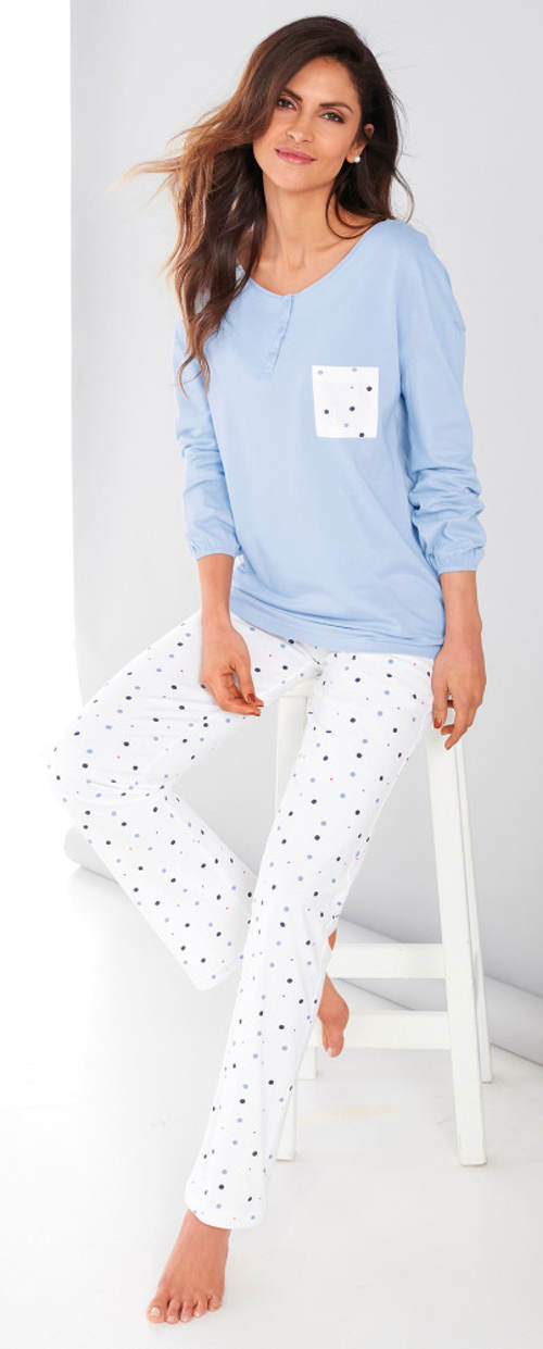 Světle modré dámské pyžamo pro plnoštíhlé