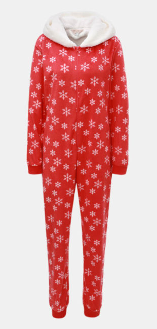 Vánoční pyžamový overal s motivem vloček