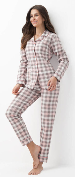 Dámské kabátkové kostkované pyžamo