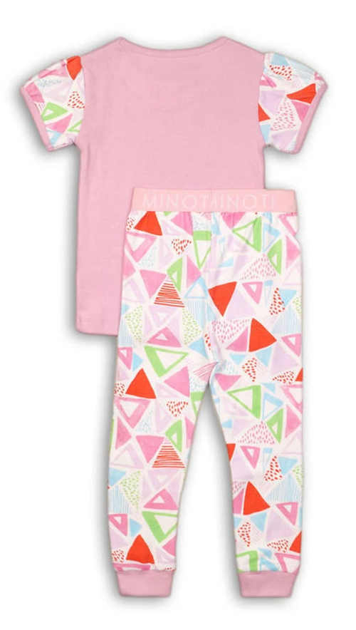 Kalhotové dívčí pyžamo s krátkým rukávem