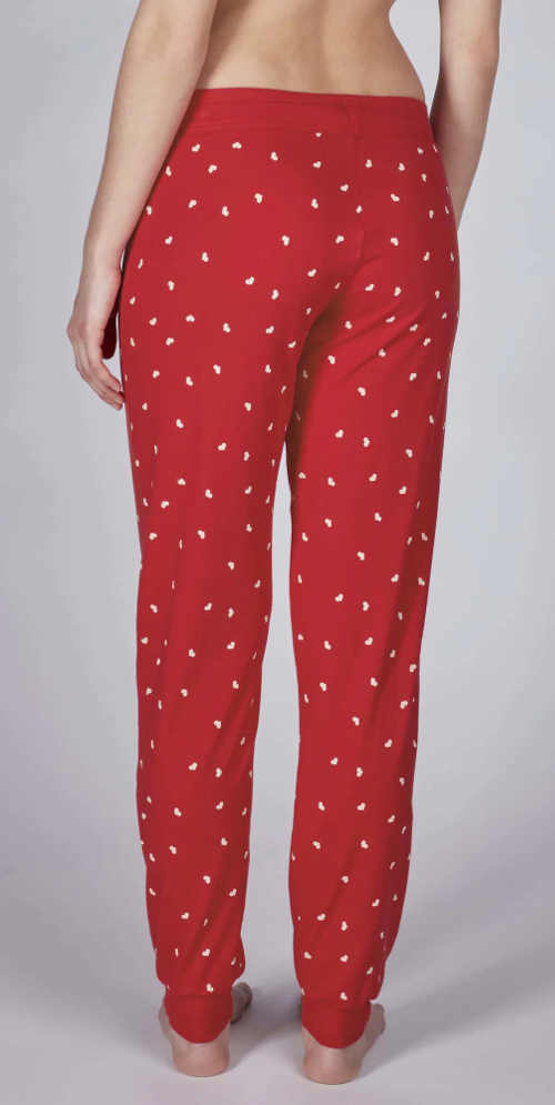 Dlouhé červené dámské pyžamové kalhoty