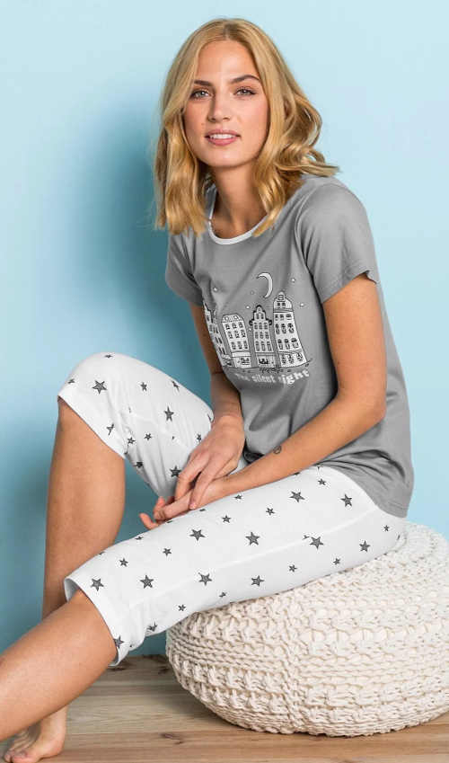 Letní dámské capri pyžamo ve velikostech pro plnoštíhlé