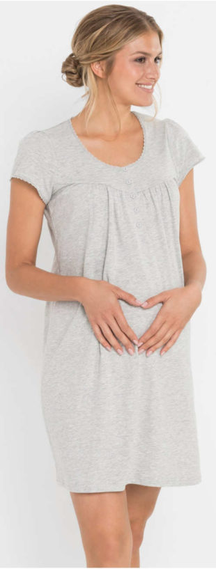 Pohodlná těhotenská noční košilka se zapínáním na knoflíčky