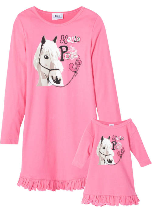 Růžová dívčí  noční košilka s koníkem