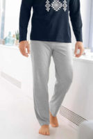Pyžamové pánské kalhoty šedý melír na stažení v pase