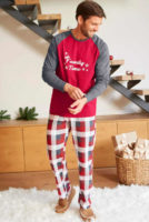 Moderní pánské bavlněné pyžamo s vánočním motivem