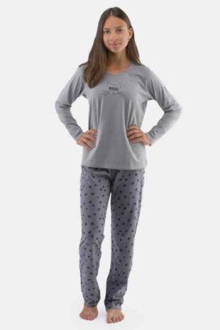 Dívčí kvalitní moderní bavlněné pyžamo s obrázkem Meow