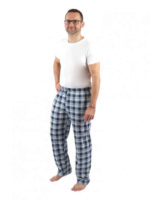 Pánské pohodlné bavlněné pyžamové kalhoty v károvaném vzoru
