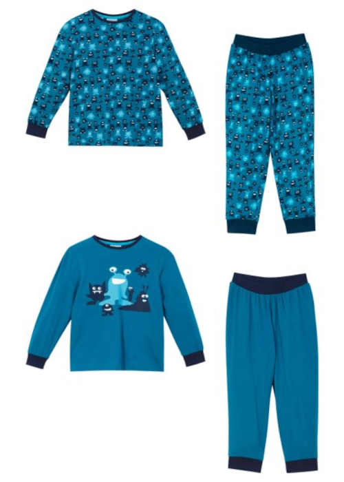 modré dětské bavlněné pyžamo