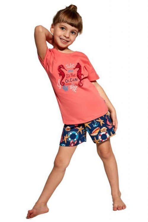 Bavlněné dívčí krátké pyžamo Cornette s potiskem