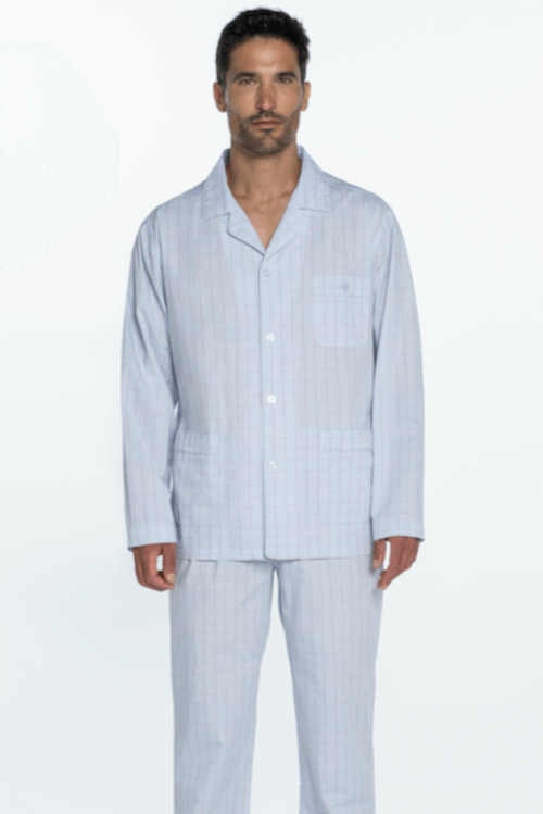 pánské bavlněné světle modré pyžamo