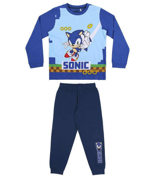 Dětské dlouhé bavlněné pyžamo SONIC v modrém provedení