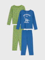 Bavlněné dětské dlouhé pyžamo s potiskem - 2 kusy v balení