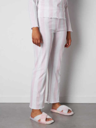 Dámské bavlněné pyžamové kalhoty v pruhovaném vzoru