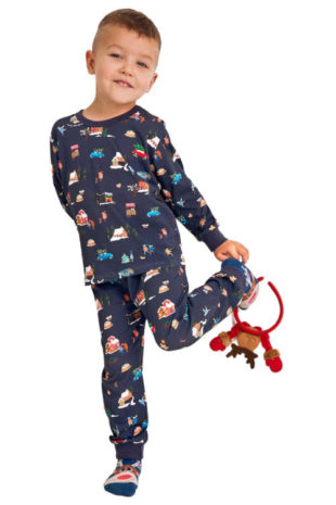 Dětské dlouhé bavlněné vánoční pyžamo