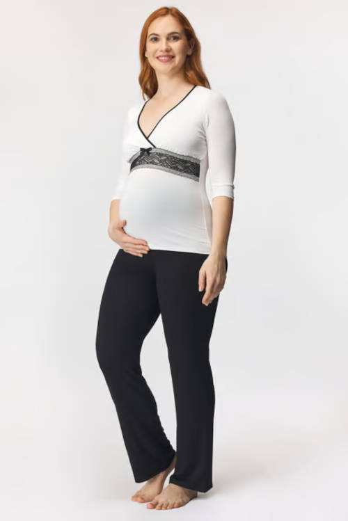 Luxusní mateřské těhotenské pyžamo s tříčtvrtečními rukávy
